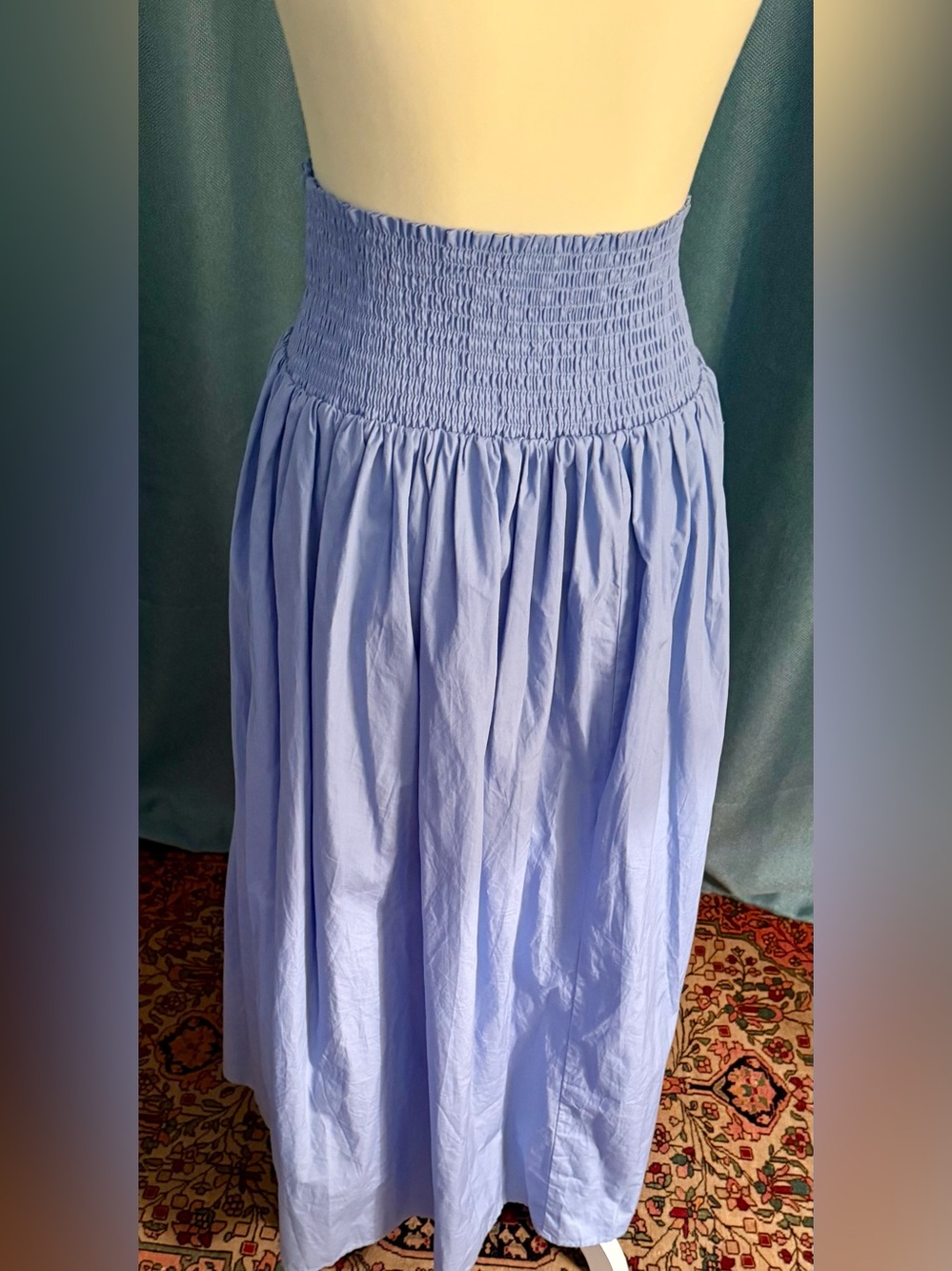 Banana Republic Light Periwinkle Blue Smocked-Waist Cotton Maxi Skirt